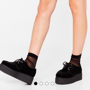Faux Suede Chunky Creeper Shoes